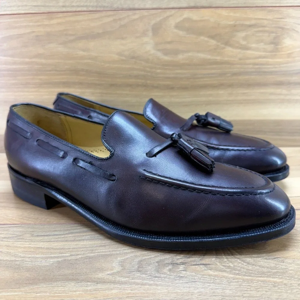 Johnston & Murphy Aristocraft Tassel Loafer Mens 9.5 D/B Burgundy Leather Dress